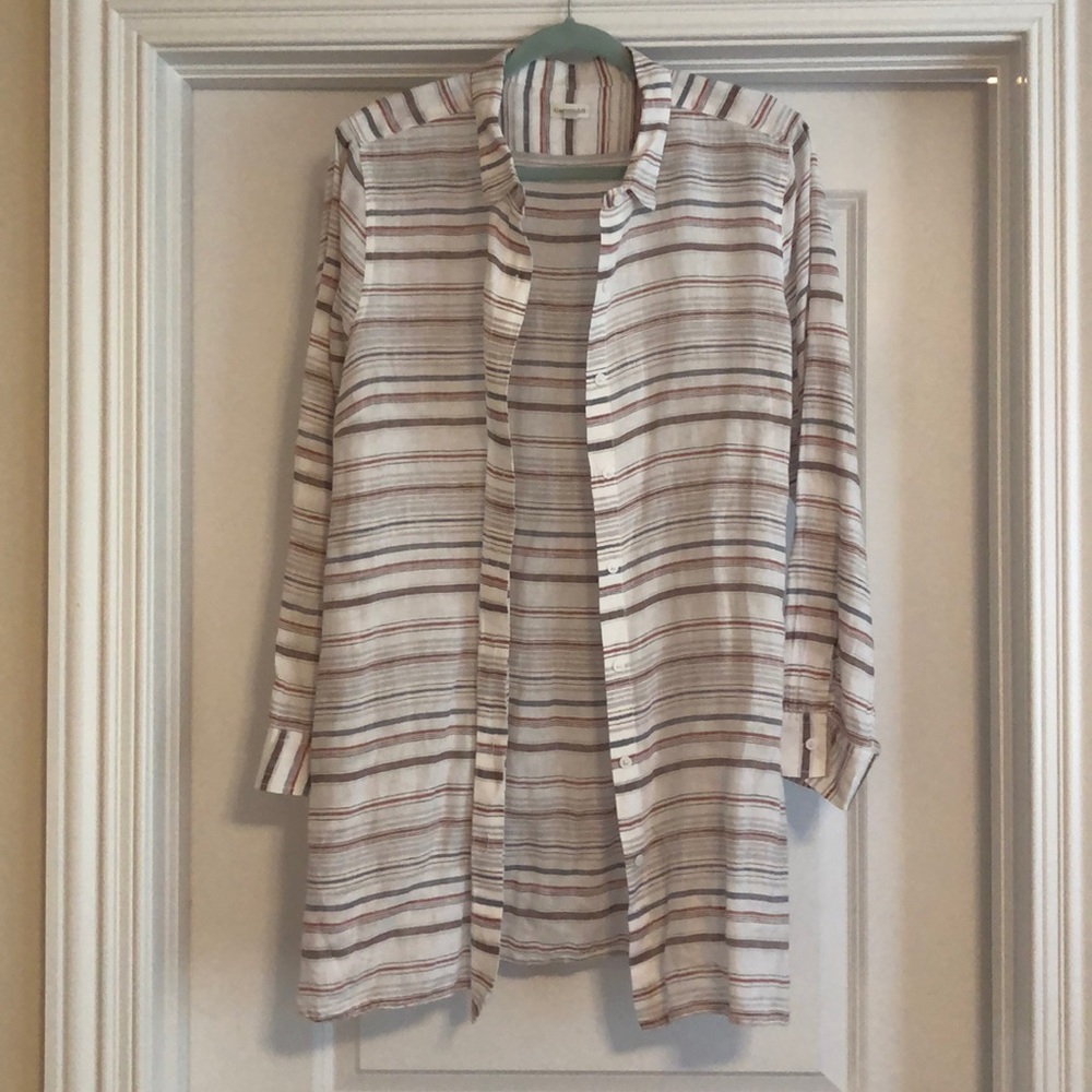 Garnet Hill Linen Striped Blouse